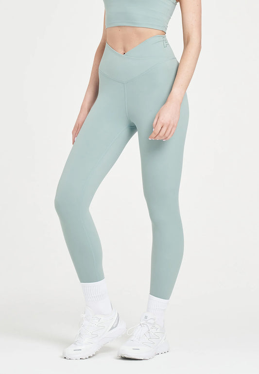 WOMENS A-GAME  WRAPPED YOGA LEGGINGS - SAGE GREEN