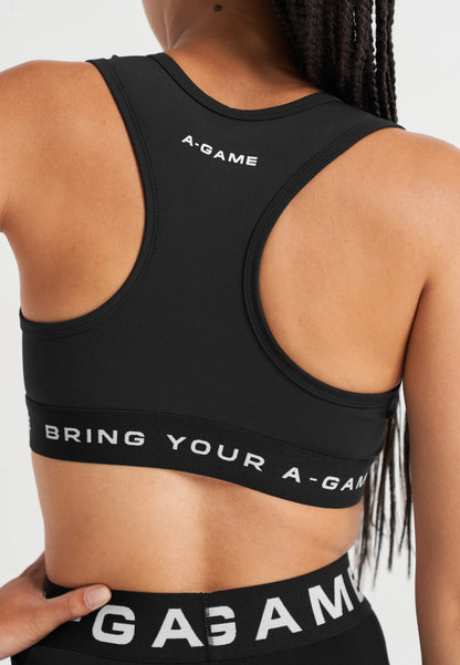 WOMENS A-GAME LOGO TRAINING BRA - BLACK