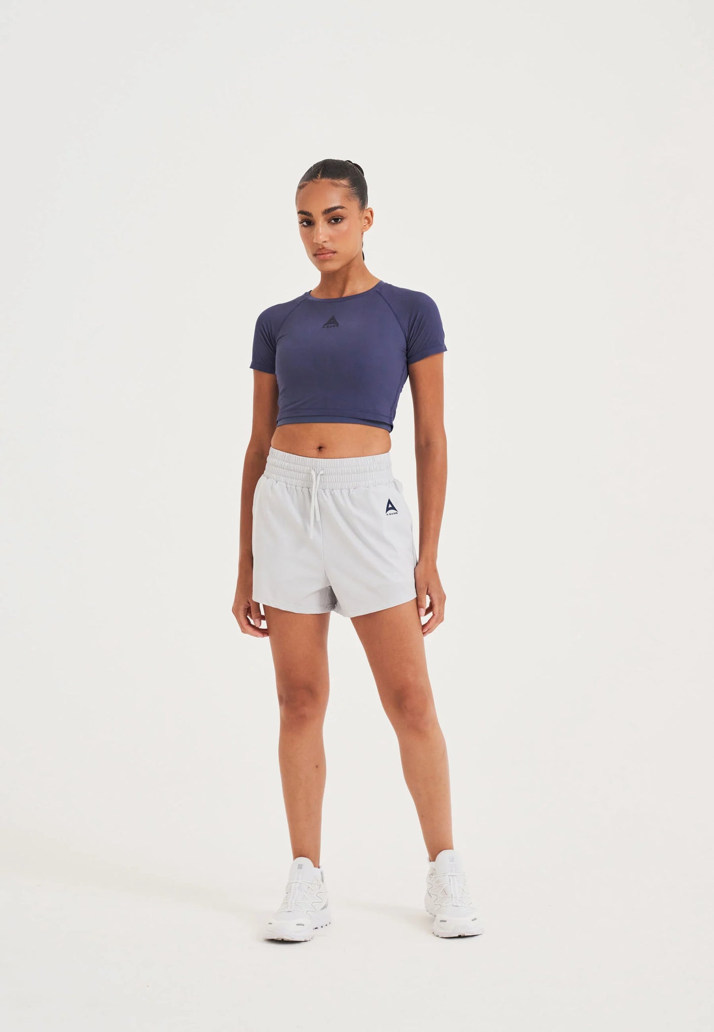 WOMENS A-GAME TRAINING RUNNER SHORTS - GREY
