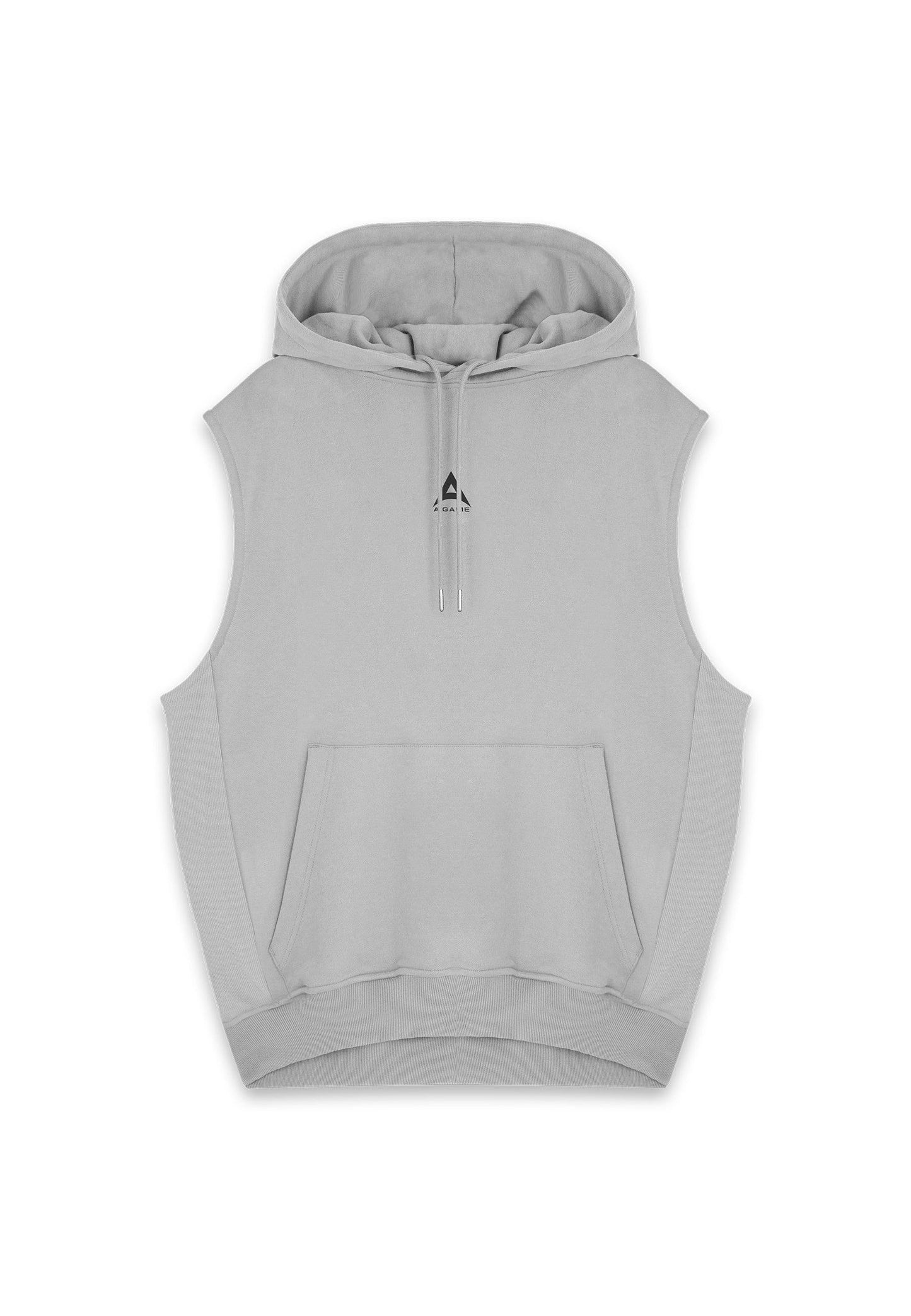 MENS A-GAME LOGO GRAPHIC SLEEVELESS HOODIE - STEEL GREY