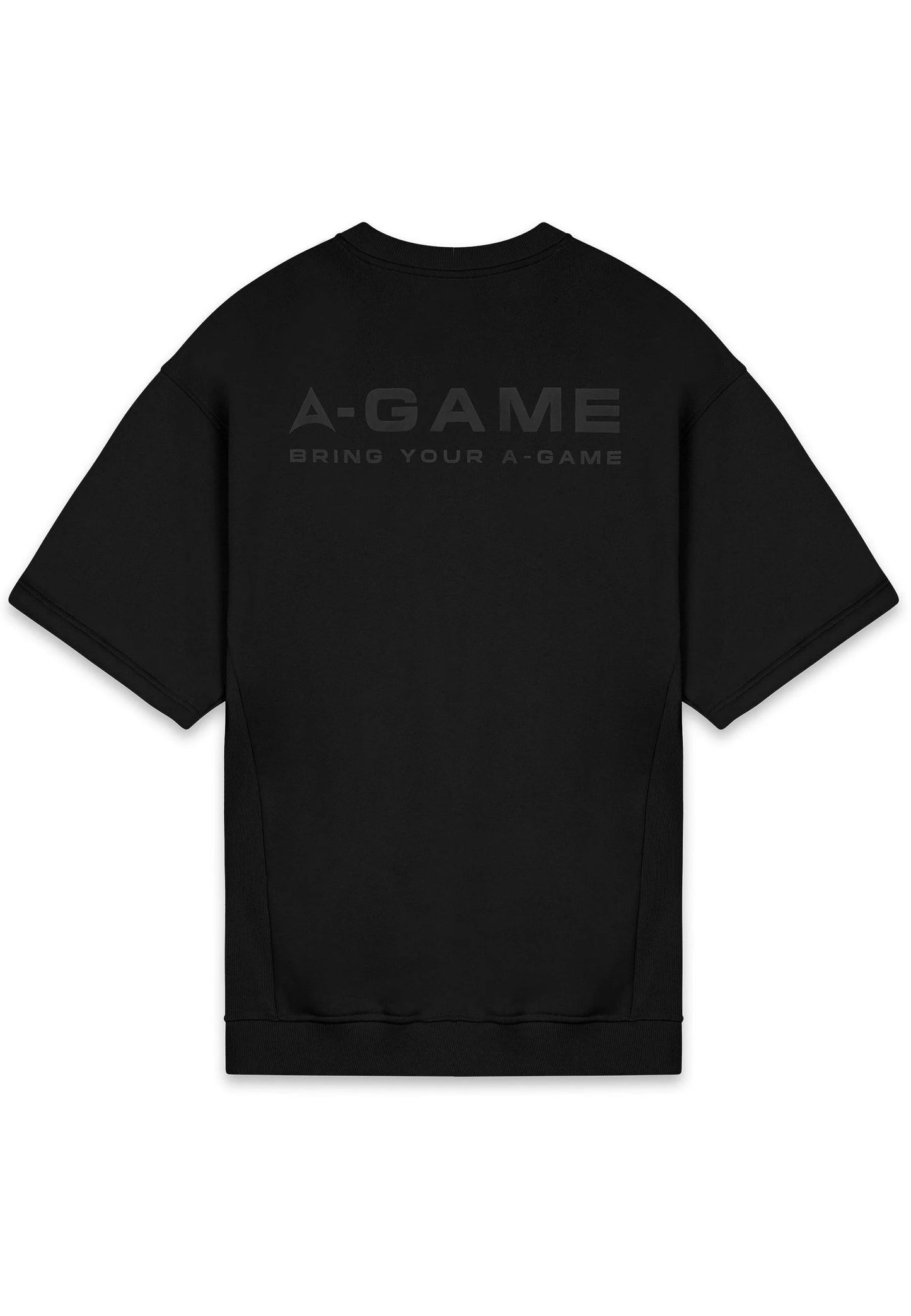 MENS A-GAME LOGO GRAPHIC SHORT SLEEVE SWEATSHIRT - BLACK