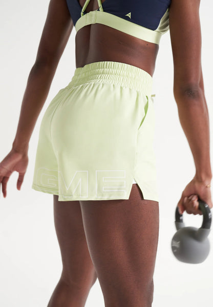 WOMENS A-GAME TRAINING RUNNER SHORTS - LIME/WHITE