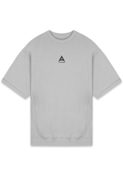 MENS A-GAME LOGO GRAPHIC SHORT SLEEVE SWEATSHIRT - STEEL GREY