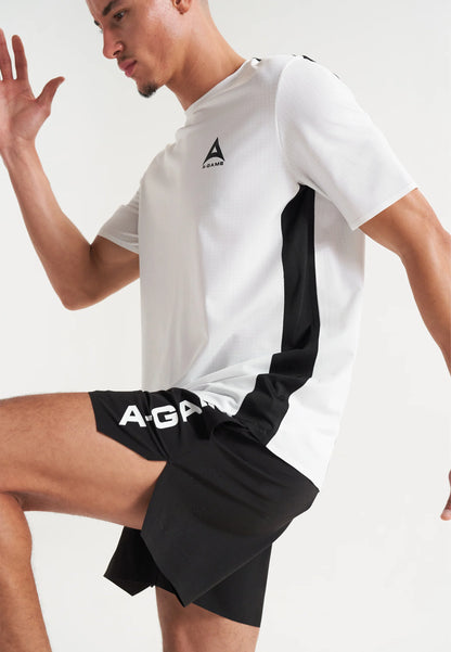 MENS A-GAME PANELLED TRAINING T-SHIRT - WHITE/BLACK