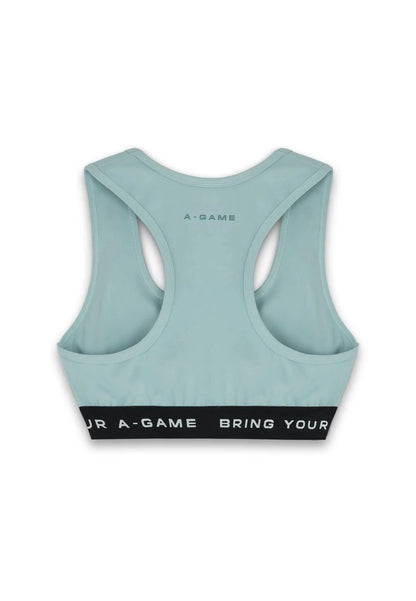 WOMENS A-GAME LOGO TRAINING BRA - SAGE GREEN