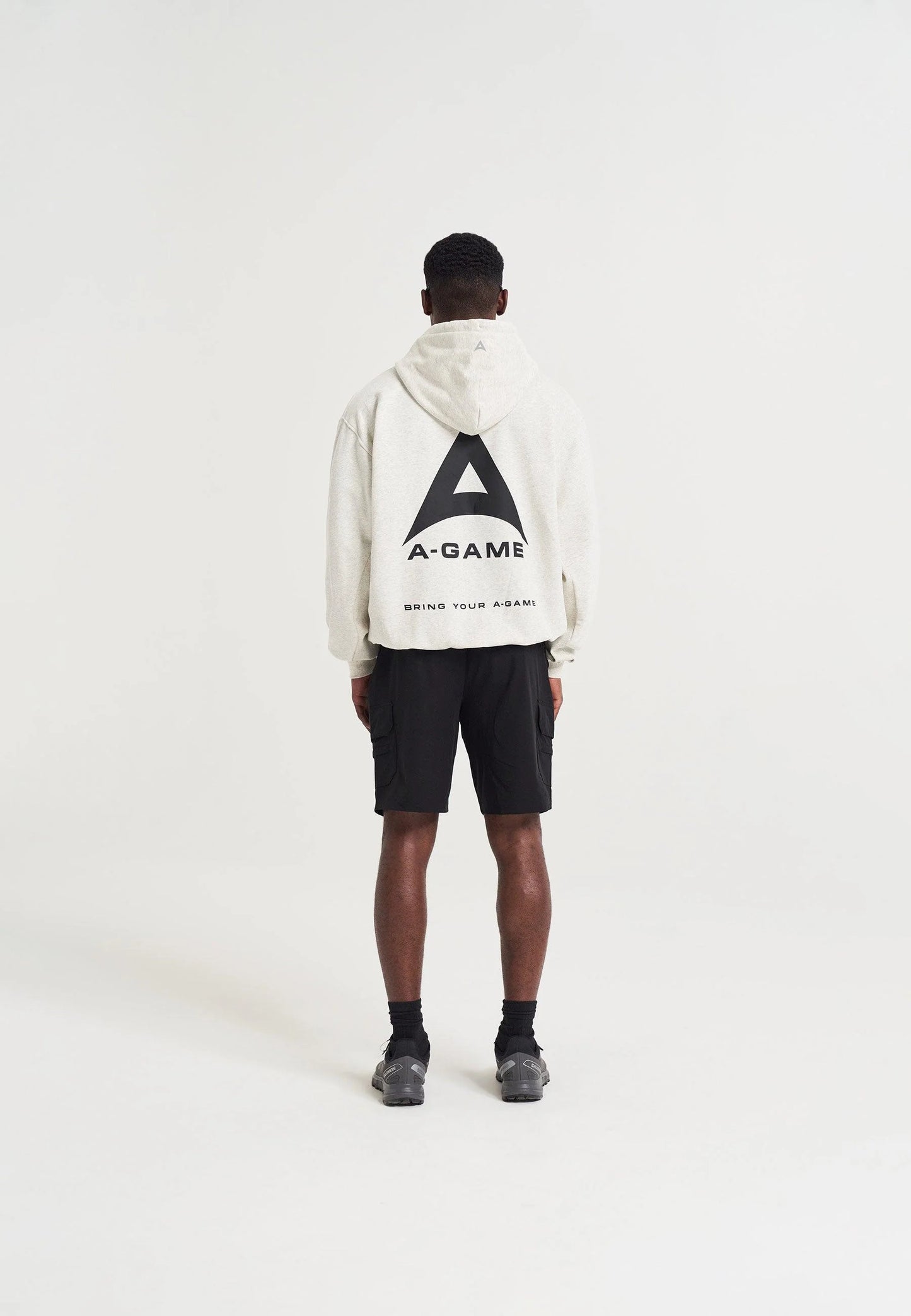 MENS A-GAME LOGO GRAPHIC RELAXED HOODIE - SNOW MARL