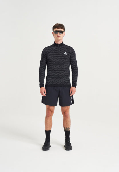 MENS A-GAME SEAMLESS LOGO TRAINING LONG SLEEVE TOP - BLACK