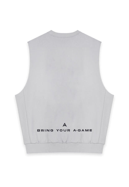 MENS BRING YOUR A-GAME GRAPHIC SLEEVELESS SWEATSHIRT - STEEL GREY