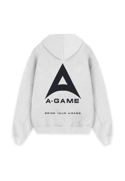 MENS A-GAME LOGO GRAPHIC RELAXED HOODIE - SNOW MARL